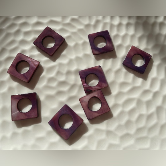 8 Stunning Square Purple 20mm Shell Beads for Jewelry Craft Making - Picture 4 of 6